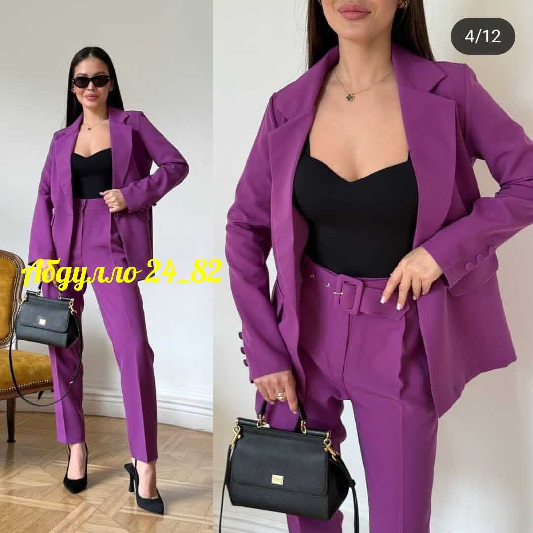 бизарро костюм брючный фуксия,костюм женский,костюм женский фабрични пиджак классический с брюками,костюм женский фабричный,лиловый брючный костюм женский