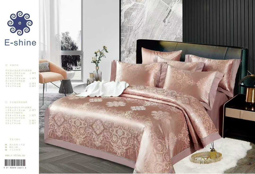 постельное белье комплект евро сатин жаккард шёлк,e-shine постельное белье,постельное белье сатин жаккард e-shine,постельное белье e shine сатин,e-shine постельное