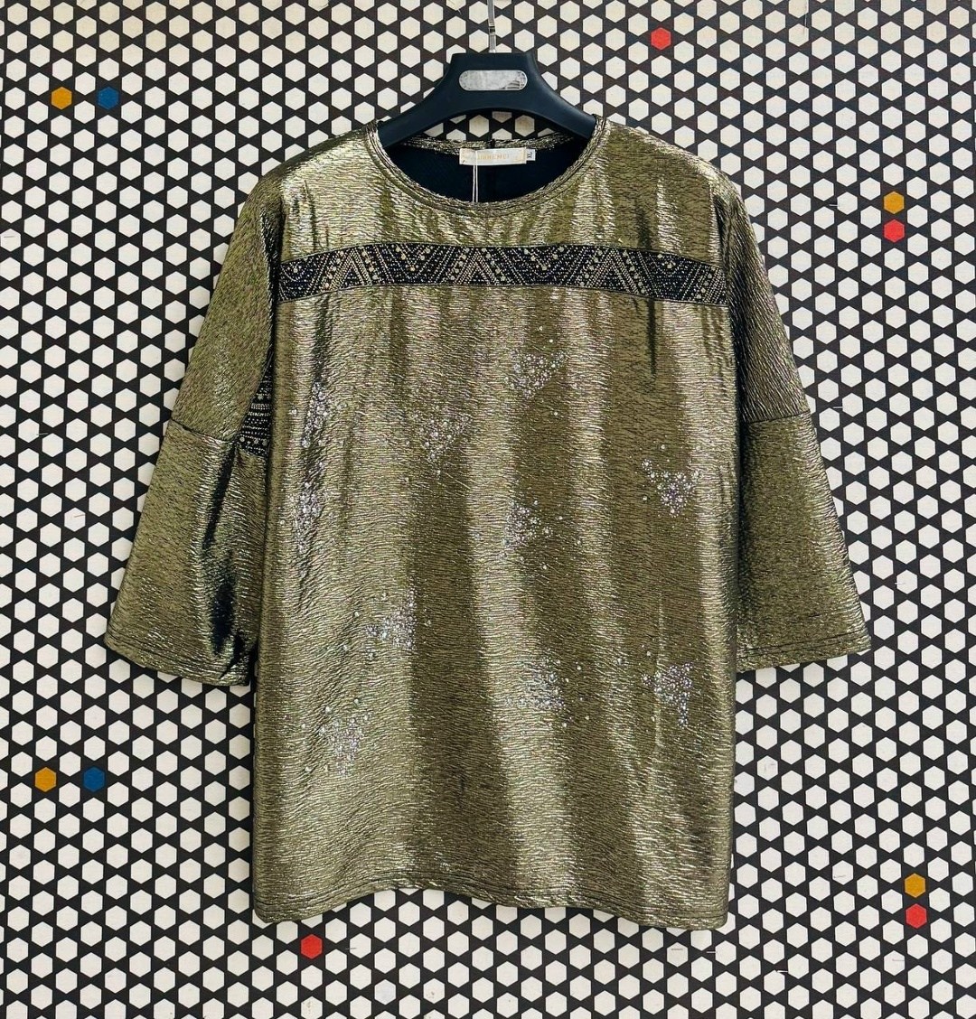 туника из блестящей ткани,блузка с пайетками,туника sparada,блестящие туники,женская туника