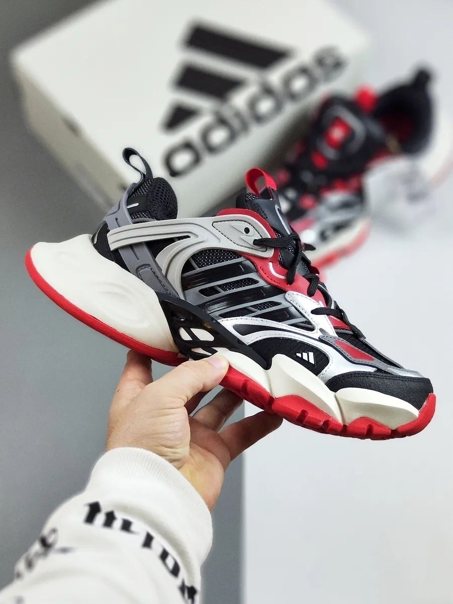 кроссовки adidas xlg runner deluxe,кроссовки adidas,кроссовки мужские adidas,кроссовки унисекс adidas xlg runner deluxe черно-серебристо-красные,мужские кроссовки adidas vento xlg deluxe