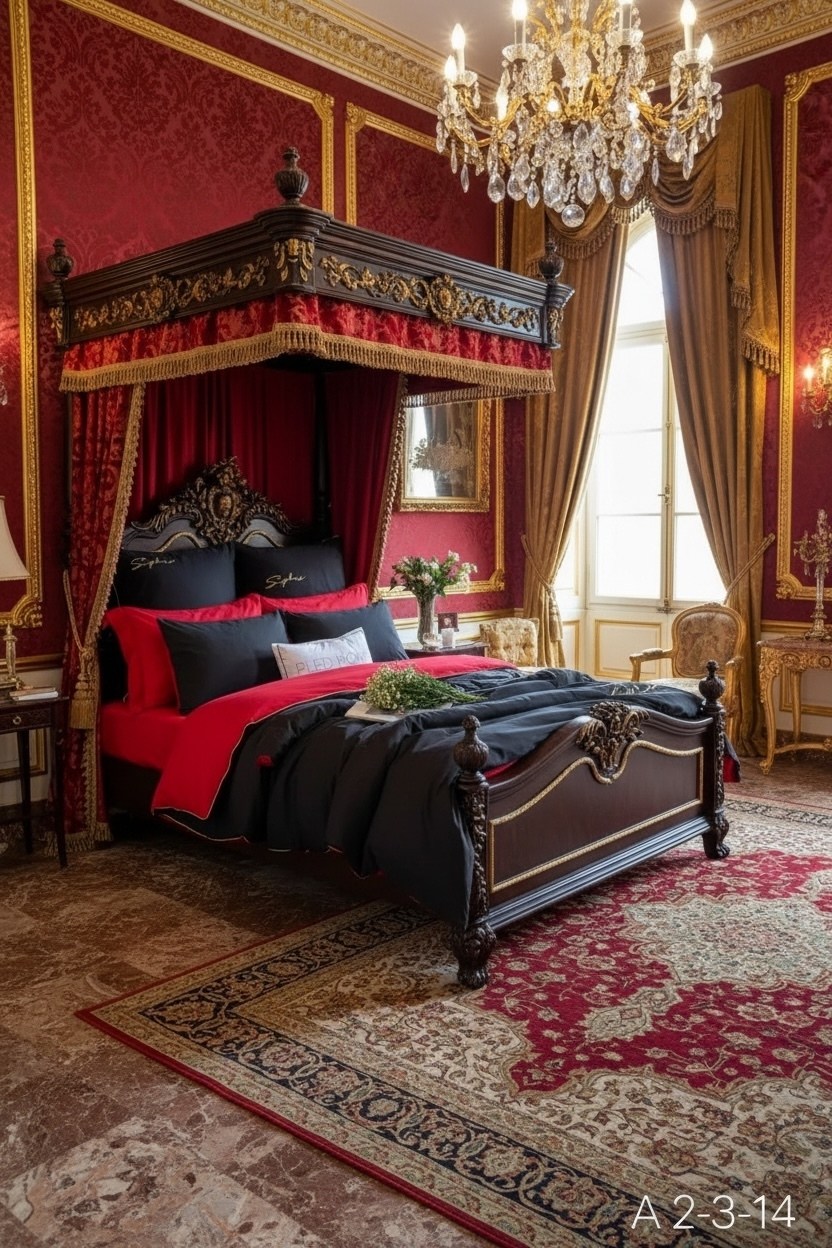 спальни дизайн,шикарная спальня,спальни,королевская спальня,роскошная спальня
