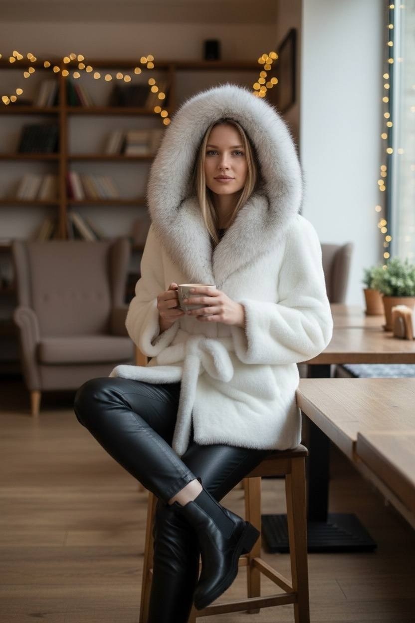 белая норковая шуба,белая норковая шуба с капюшоном,норковая шуба,белая норковая шуба с капюшоном из куницы,белая шуба из норки