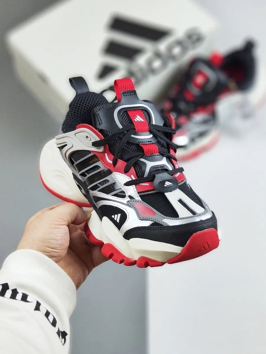 кроссовки adidas xlg runner deluxe,кроссовки adidas,кроссовки мужские adidas,кроссовки унисекс adidas xlg runner deluxe черно-серебристо-красные,мужские кроссовки adidas vento xlg deluxe