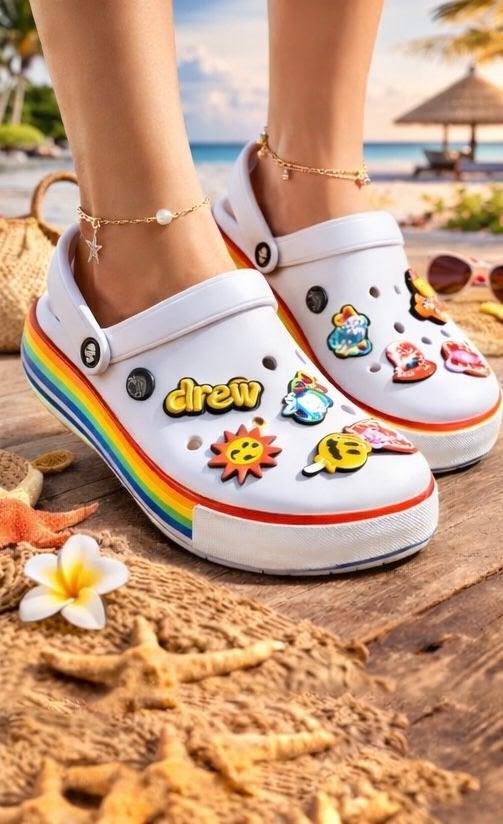 ,пляжная ,тапочки летние женские,кроксы сабо детские,кроксы с джибитсами