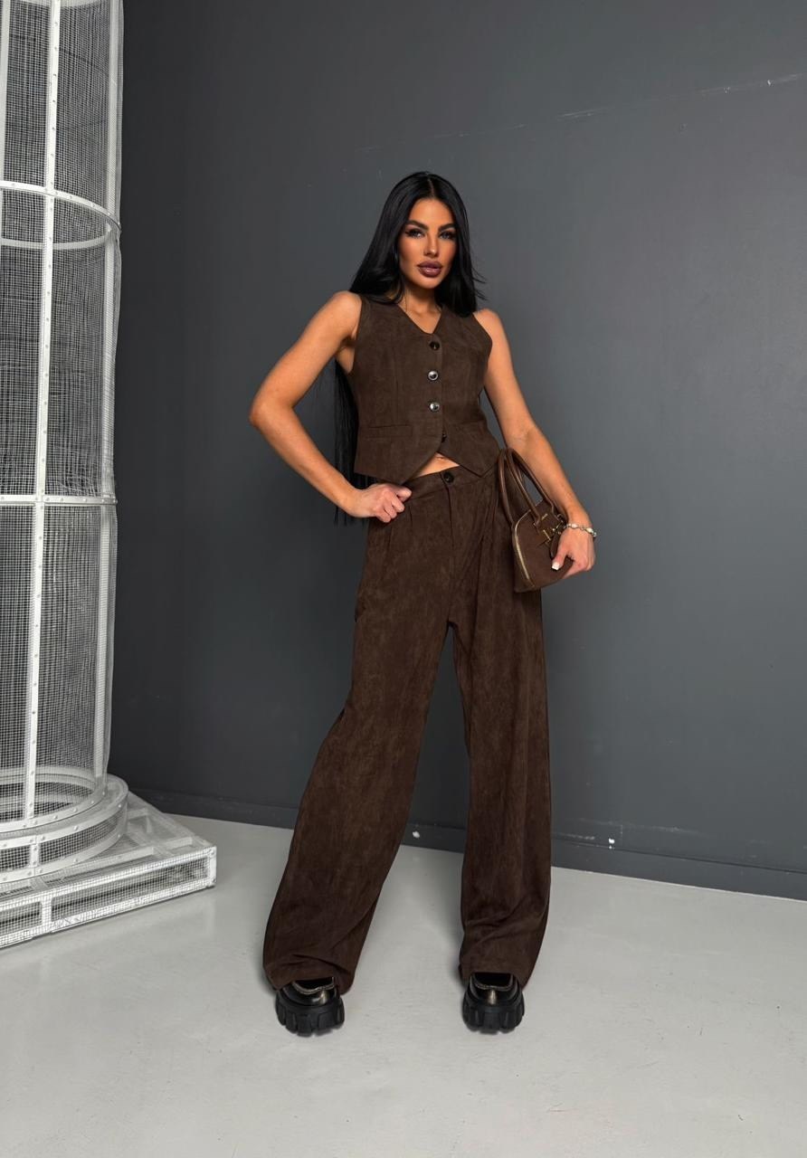 костюм брючный вельветовый с жилеткой 399brn,женский костюм с брюками вельветовый с жилеткой 399brn (коричневый),костюм брючный вельветовый с жилеткой,женский брючный костюм