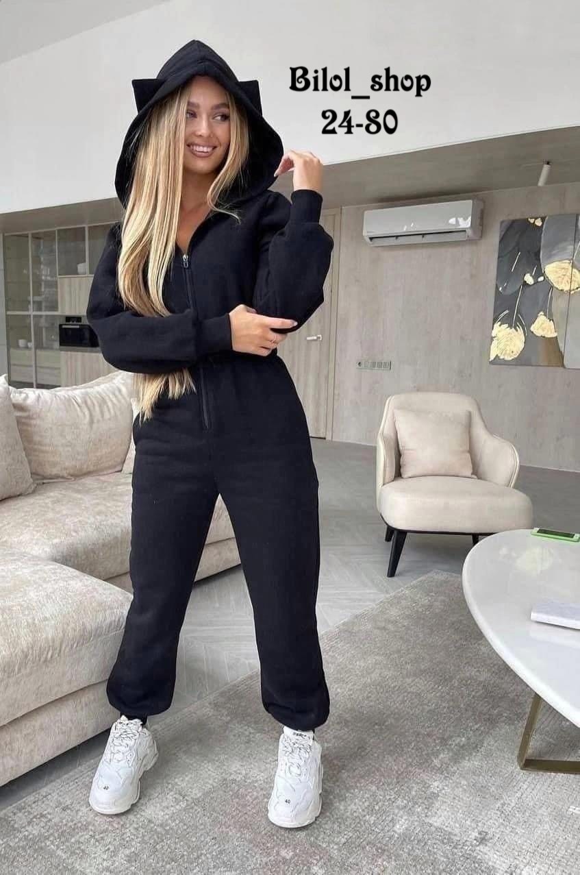 комбинезон ,комбинезон женский на флисе,женский комбинезон черный,комбинезон на флисе с ушками,комбинезон на флисе