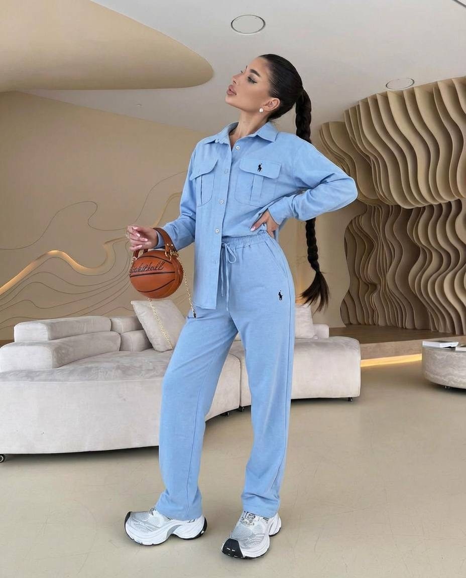 вельветовый костюм женский брючный с рубашкой,костюм женский,костюм велюровый,повседневный костюм,костюм голубой