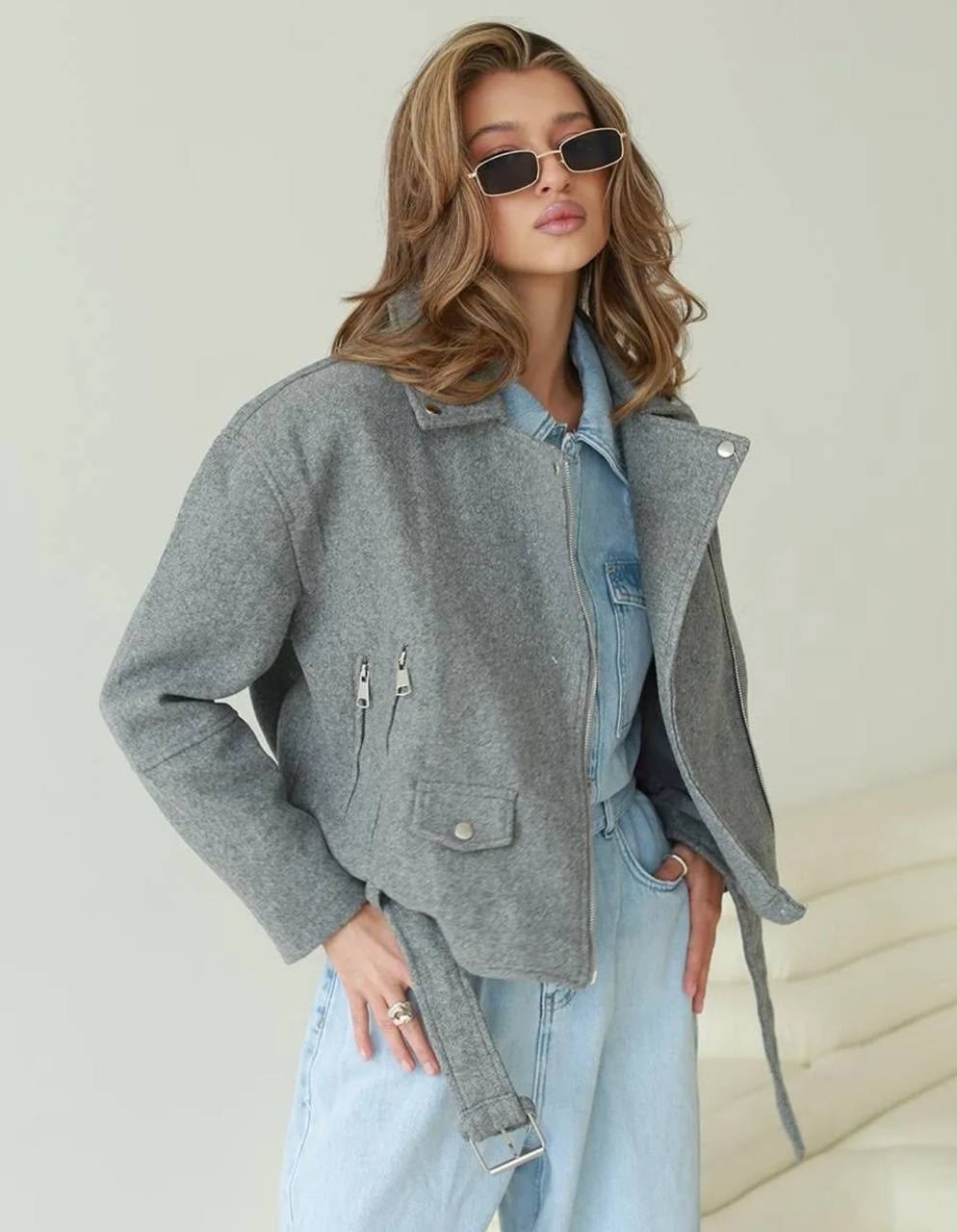 куртка из пальтовой ткани серая,куртка из пальтовой ткани,куртка женская,укороченная куртка,куртка