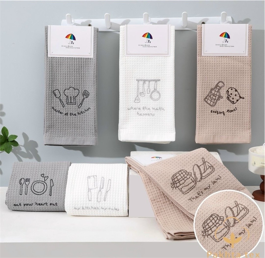 комплект вафельных полотенец,комплект полотенец,комплект вафельных кухонных полотенец,набор вафельных кухонных полотенец,кухонные полотенца karna вафельные sante 40на60см