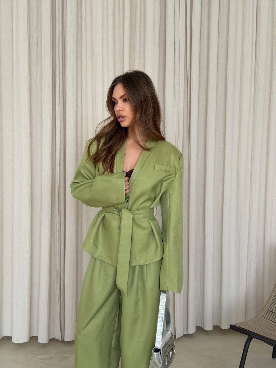 брючный костюм,брючные костюмы женские,оливковый костюм,комплект брючный
