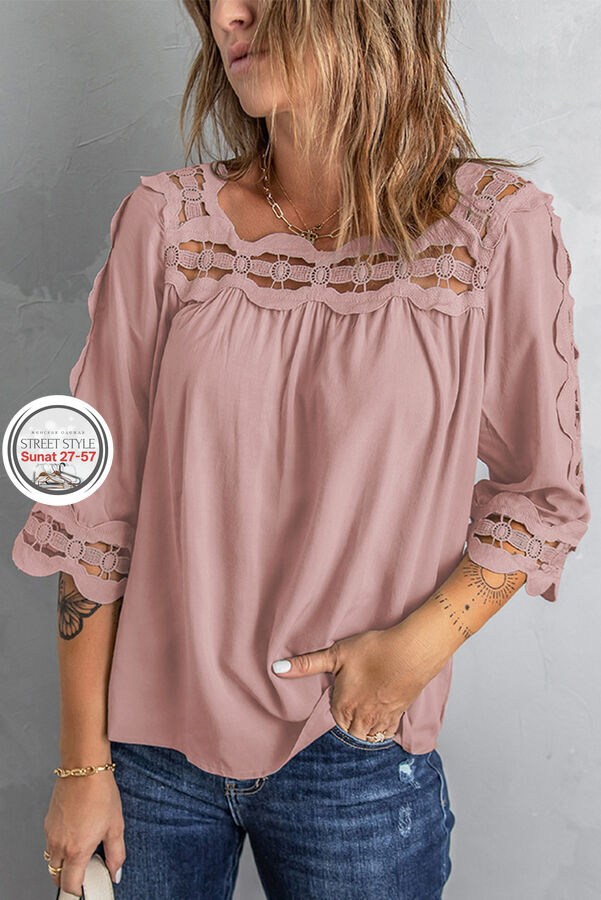 женская блуза,модные блузы,блузка с кружевными вставками,блузка ажурная,женская шифоновая блузка