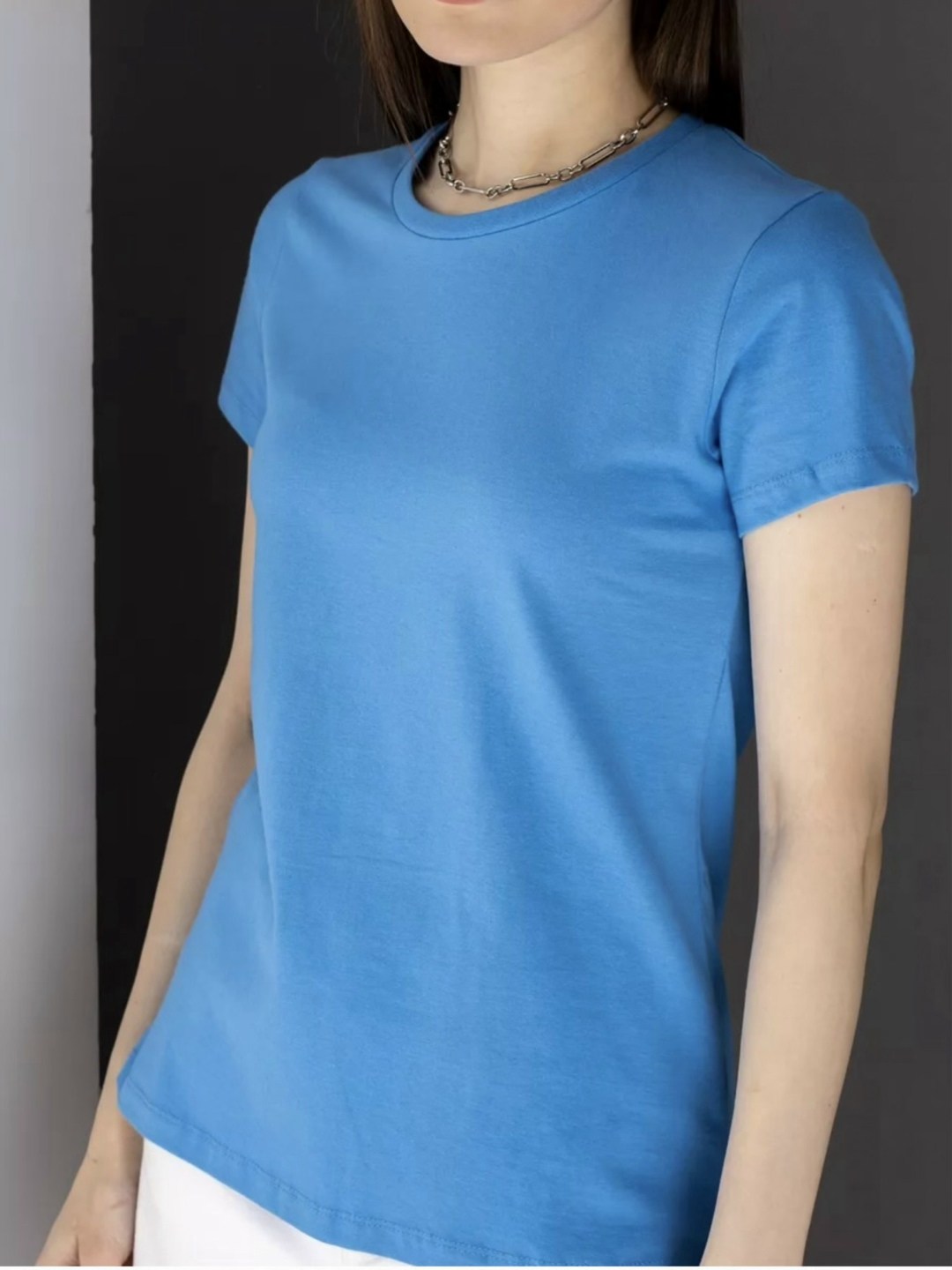 футболки женская,однотонная футболка женская,футболка женская голубая,футболка приталенная однотонная,футболка базовая коллекция