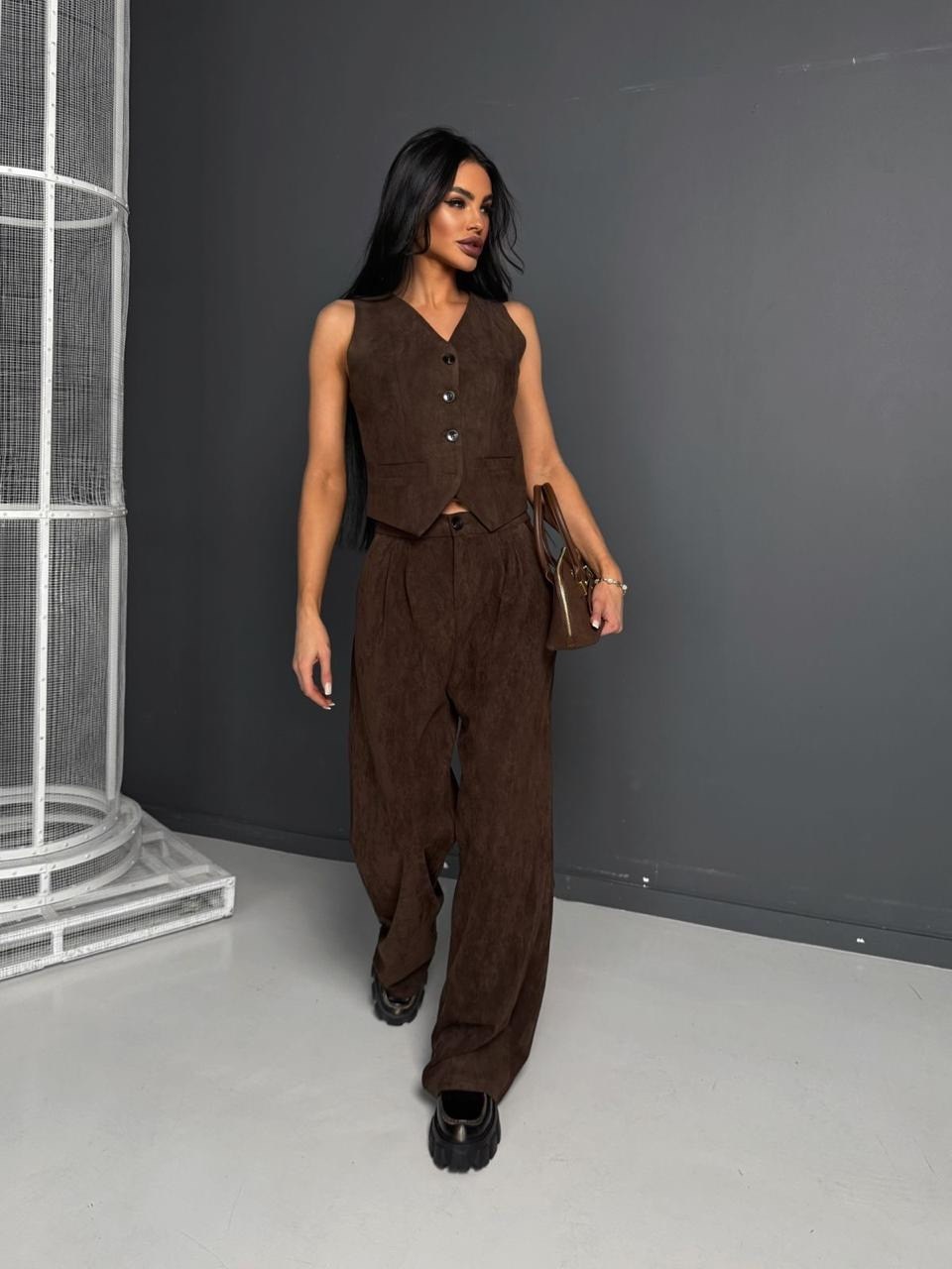 костюм брючный вельветовый с жилеткой 399brn,женский костюм с брюками вельветовый с жилеткой 399brn (коричневый),костюм брючный вельветовый с жилеткой,женский брючный костюм