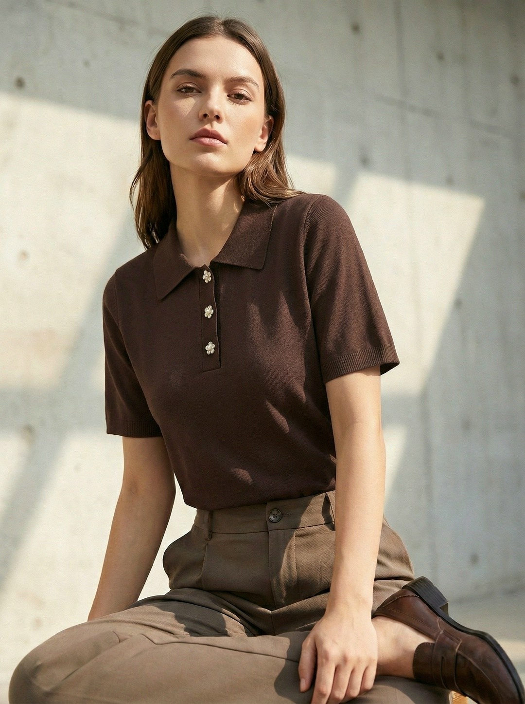 женские джемпера,коричневый джемпер,поло женская,джемпер поло,джемпер