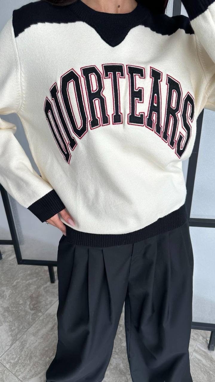 свитер оверсайз,свитшот женская,свитер оверсайз вязаный с принтом moscow tommy,свитер оверсайз вязаный с принтом,женская кофта