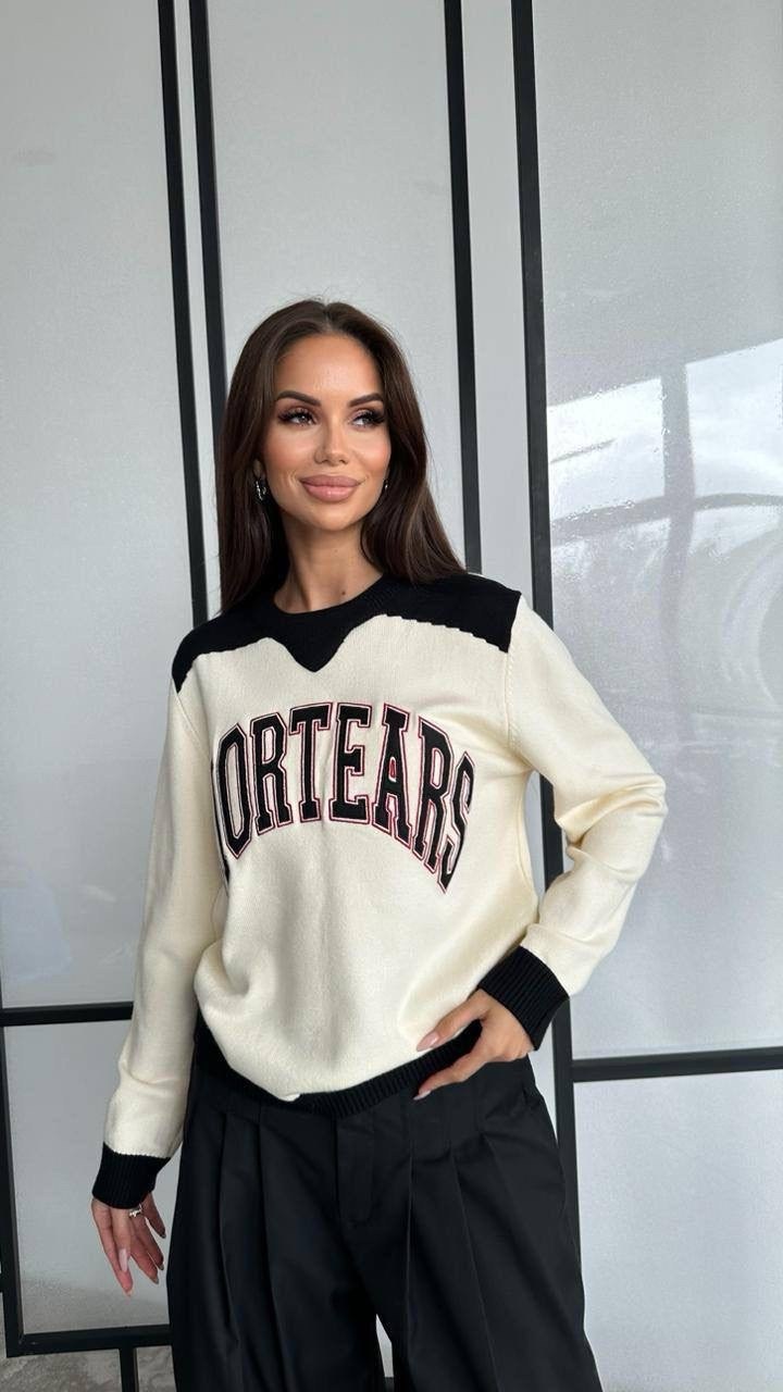 свитер оверсайз,свитшот женская,свитер оверсайз вязаный с принтом moscow tommy,свитер оверсайз вязаный с принтом,женская кофта