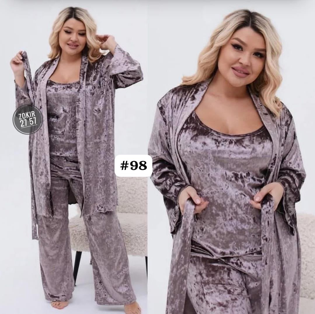 пижама больших размеров велюровая,пижама женская велюр,пижама комплект женская,комплект пижамный тройка велюр,женская пижама больших размеров