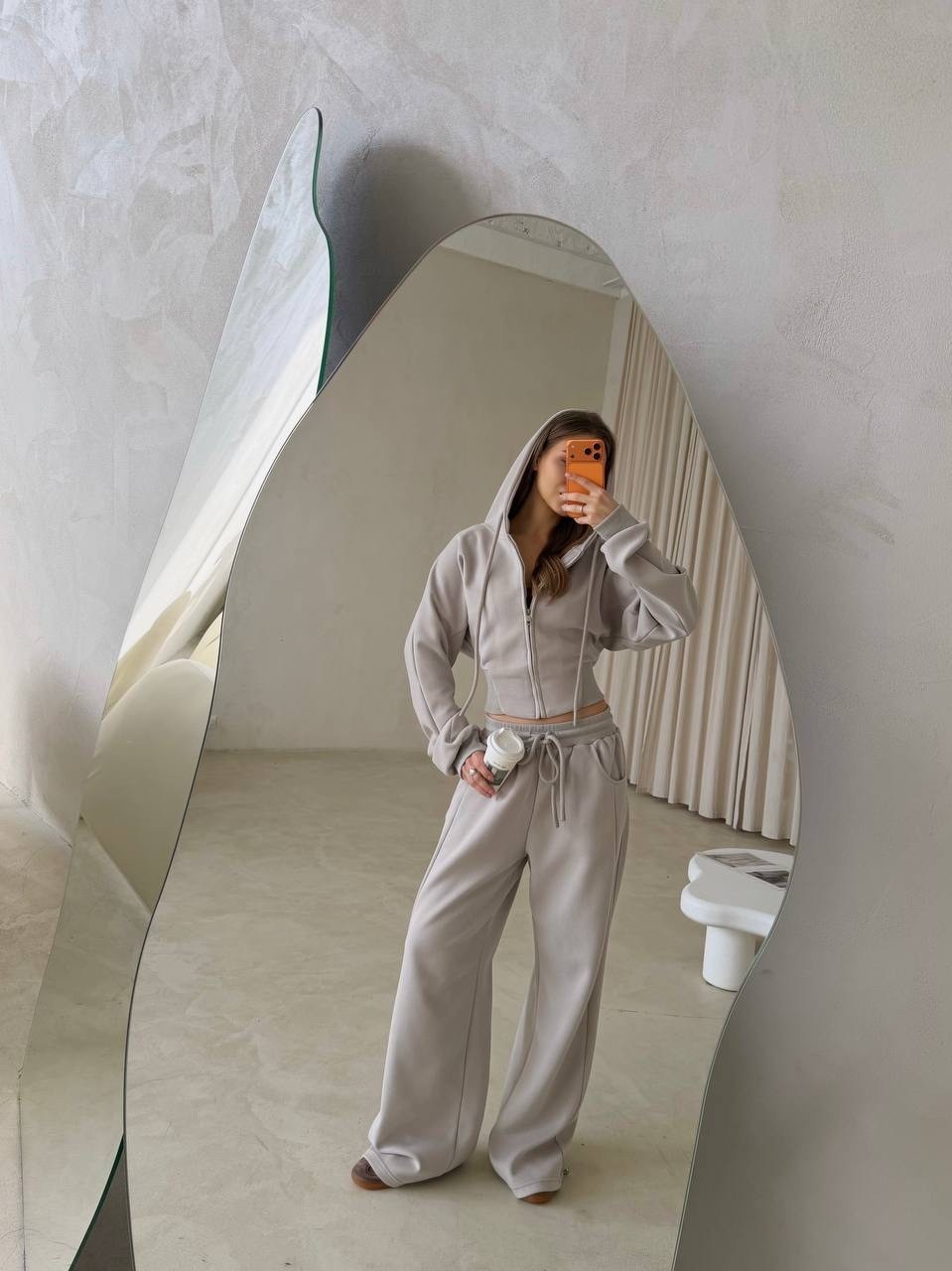 костюм женский спортивный,стильный костюм,костюм двойка брюки и кофта на кулиске,женский костюм серый,спортивный костюм