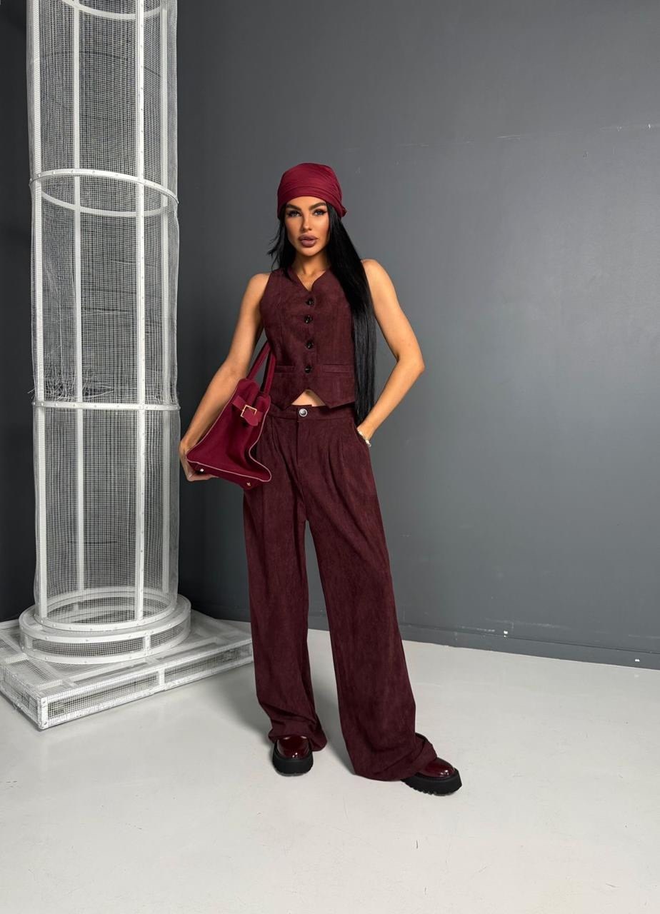 женский костюм с брюками вельветовый с жилеткой 399brn (коричневый),костюм с брюками вельветовый с жилеткой 399brn натали коричневый,костюм брючный вельветовый с жилеткой 399brn,костюм брючный вельвет