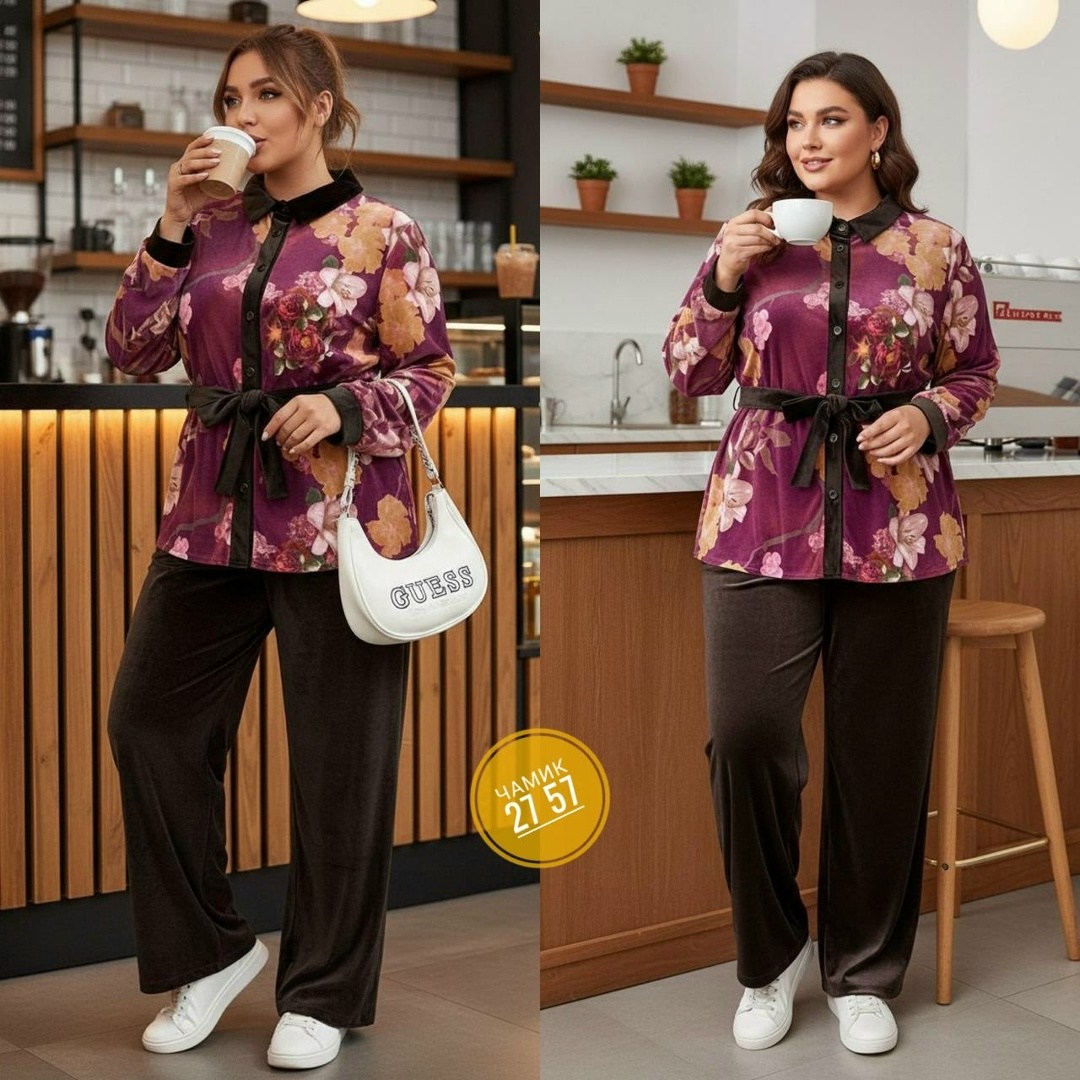 костюм велюровый,костюм с брюками,велюровый костюм брючный credo,женский костюм,костюм женский велюровый большого размера