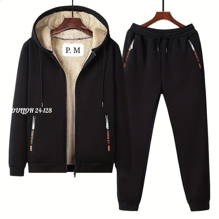 мужской зимний спортивный костюм с флисовой подкладкой с капюшоном,мужской зимний спортивный костюм,повседневный костюм-двойка зимний мужской утепленный флисовый спортивный комплект с капюшоном для му