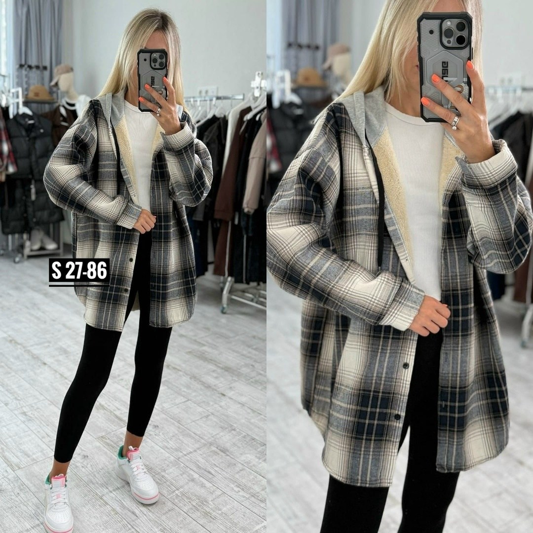 рубашка клетчатая с мехом внутри с капюшоном melidim,рубашка теплая,женская рубашка,рубашка оверсайз теплая в клетку удлиненная amy store,рубашка в клетку с капюшоном оверсайз