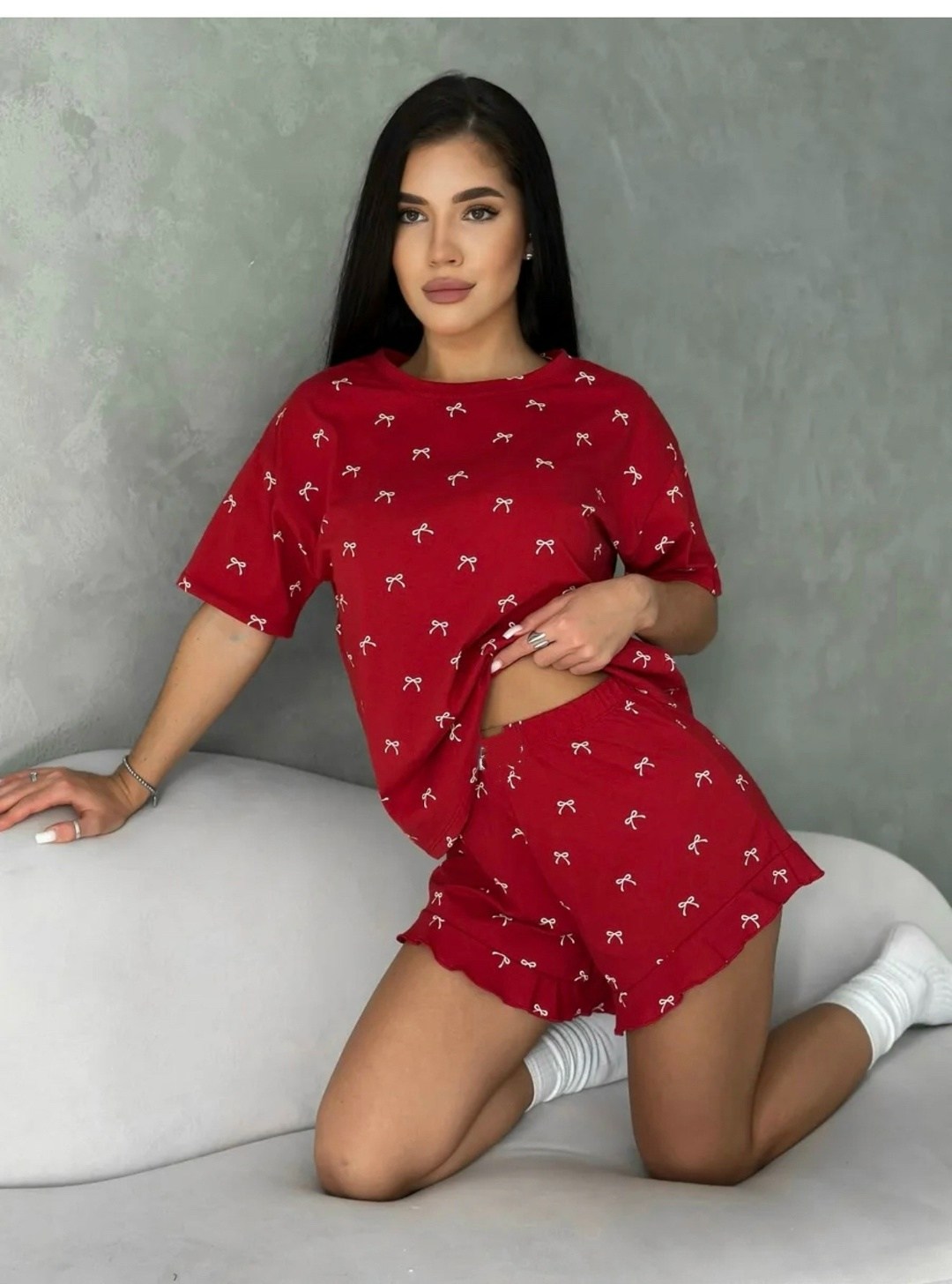 пижама женская,женская пижама с шортами,пижама женская с шортами и футболкой 100% хлопок,пижама домашний костюм,пижама с шортами новогодняя оверсайз больших размеров ilookhome