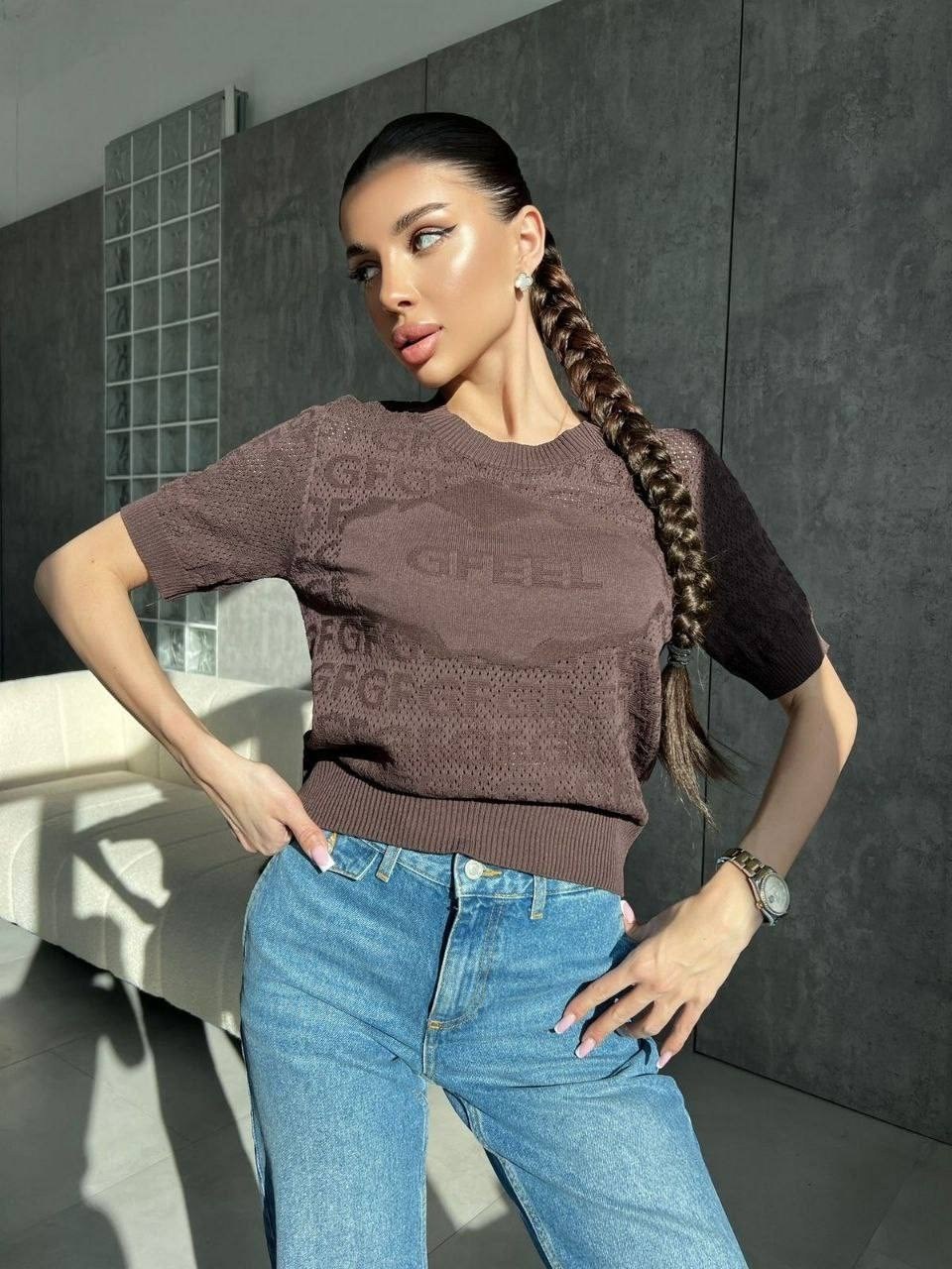женская кофта,джемпер,кофточка,женская футболка,коричневый джемпер
