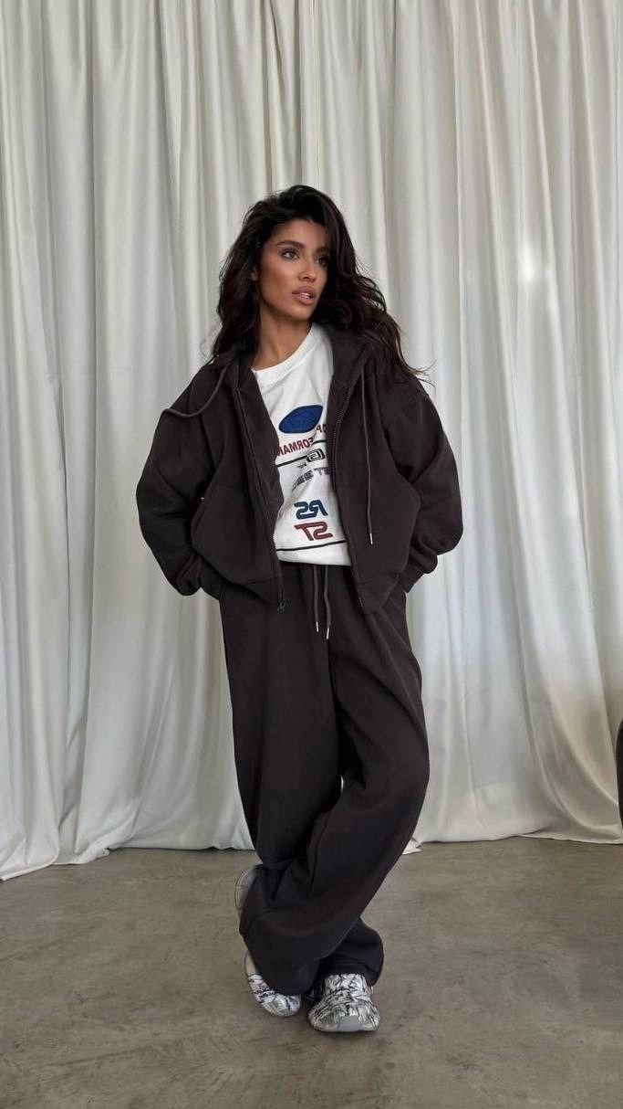 костюм на флисе,костюм спортивный,спортивные костюмы на флисе,крутой костюм,костюм базовый костюм оверсайз зип худи и штаны палаццо