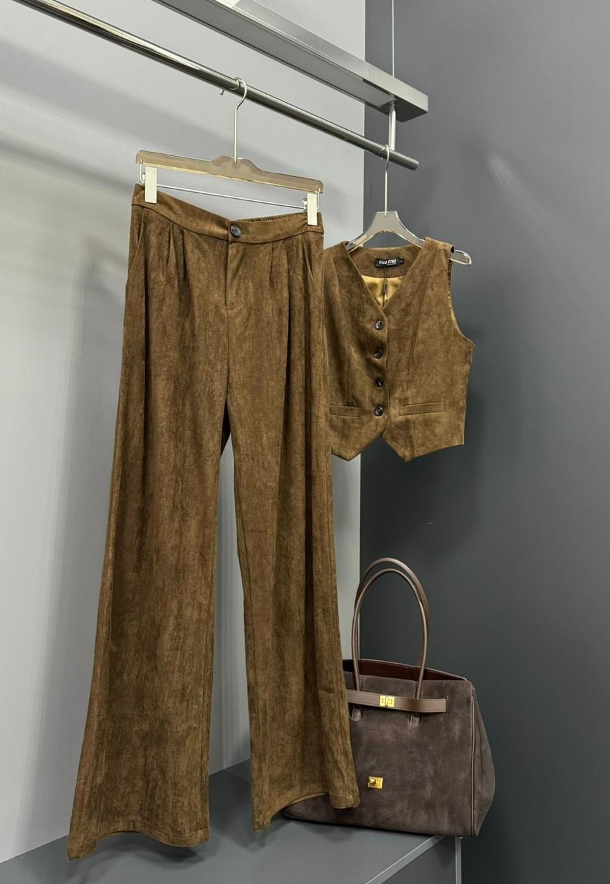 костюм брючный вельветовый с жилеткой 399brn,женский костюм с брюками вельветовый с жилеткой 399brn (коричневый),костюм брючный вельветовый с жилеткой,женский брючный костюм