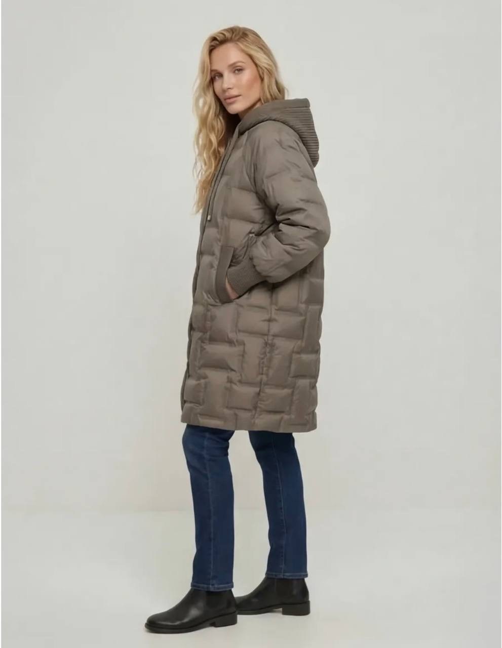 пуховик свободного кроя b.young черный,пуховик женский,пуховик стеганый удлиненный с капюшоном befree цвет черный,пальто пуховик,пуховик