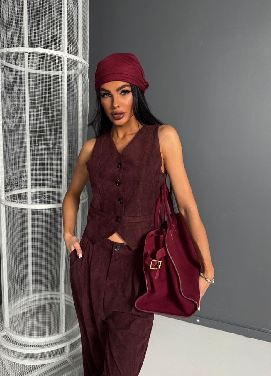 женский костюм с брюками вельветовый с жилеткой 399brn (коричневый),костюм с брюками вельветовый с жилеткой 399brn натали коричневый,костюм брючный вельветовый с жилеткой 399brn,костюм брючный вельвет