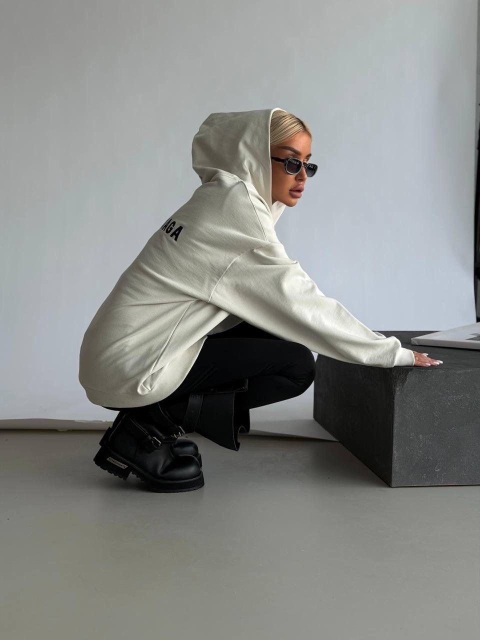 оверсайз толстовка,худи оверсайз,худи оверсайз с капюшоном и начесом jelika цвет молочный теплый белый,толстовка женская,стильное худи