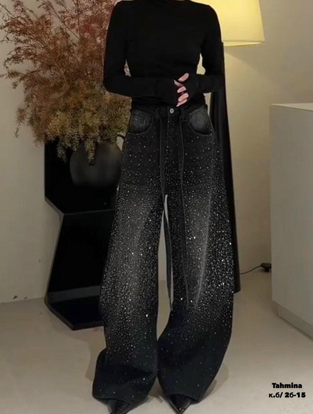 джинсы со стразами,брюки со стразами,длинные брюки,брюки с пайетками,широкие джинсы