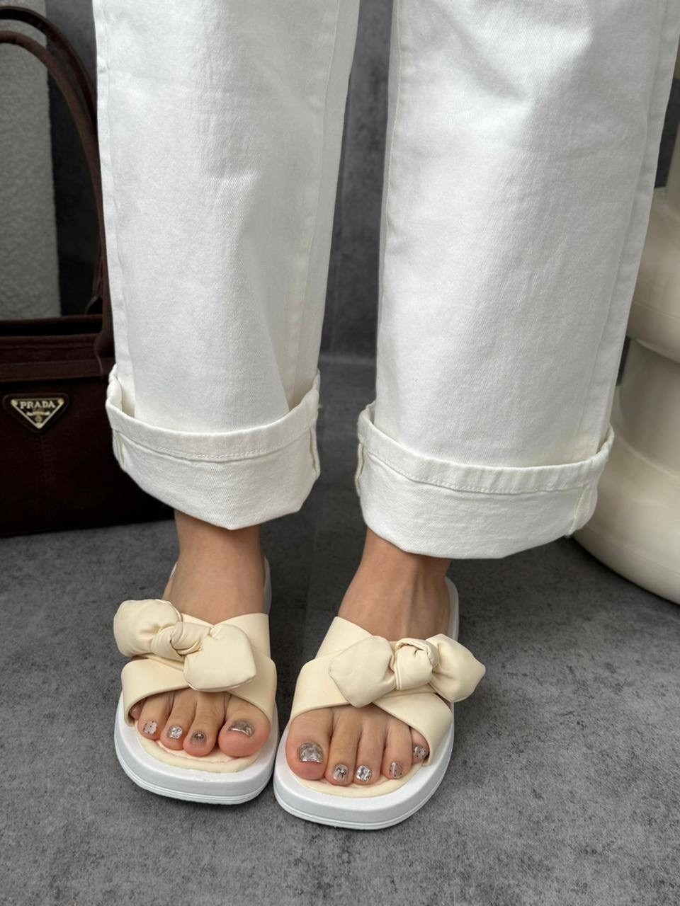 шлепанцы женские,шлепанцы с бантами,летние тапочки,шлепки с бантом,модные тапочки