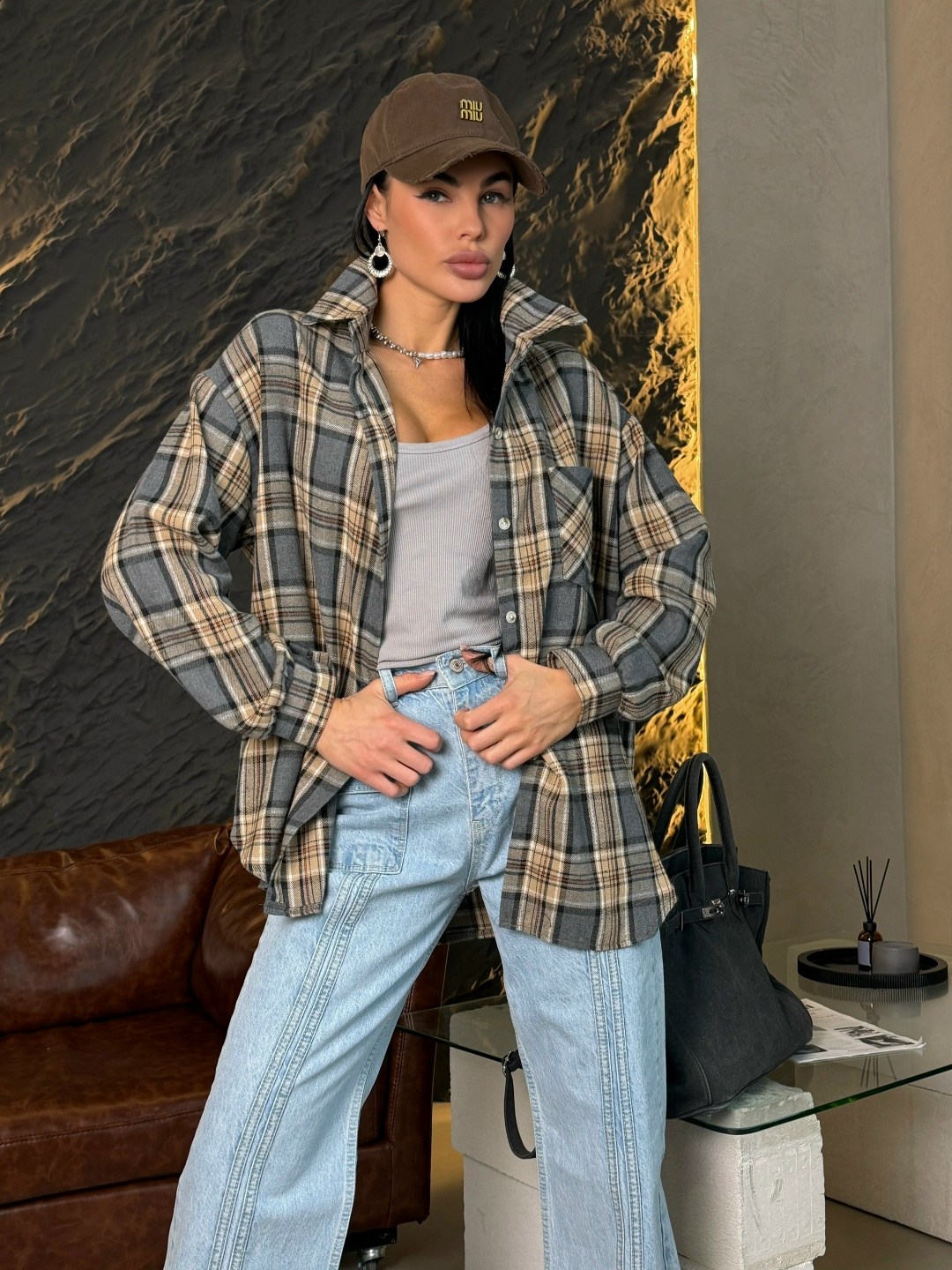 рубашка оверсайз в клетку удлиненная,рубашка pull&bear в клетку оверсайз,мода стиль,рубашка оверсайз в клетку