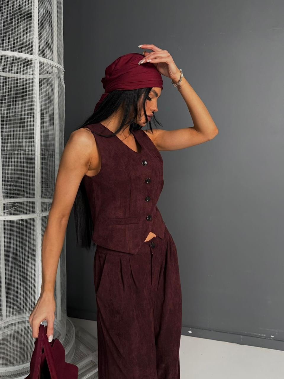 женский костюм с брюками вельветовый с жилеткой 399brn (коричневый),костюм с брюками вельветовый с жилеткой 399brn натали коричневый,костюм брючный вельветовый с жилеткой 399brn,костюм брючный вельвет