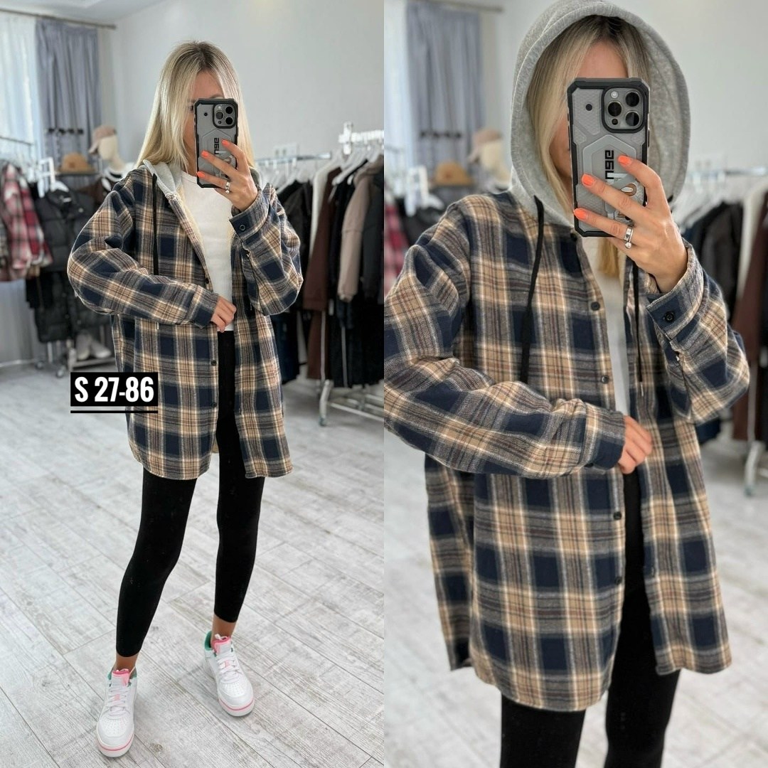 рубашка клетчатая с мехом внутри с капюшоном melidim,рубашка теплая,женская рубашка,рубашка оверсайз теплая в клетку удлиненная amy store,рубашка в клетку с капюшоном оверсайз