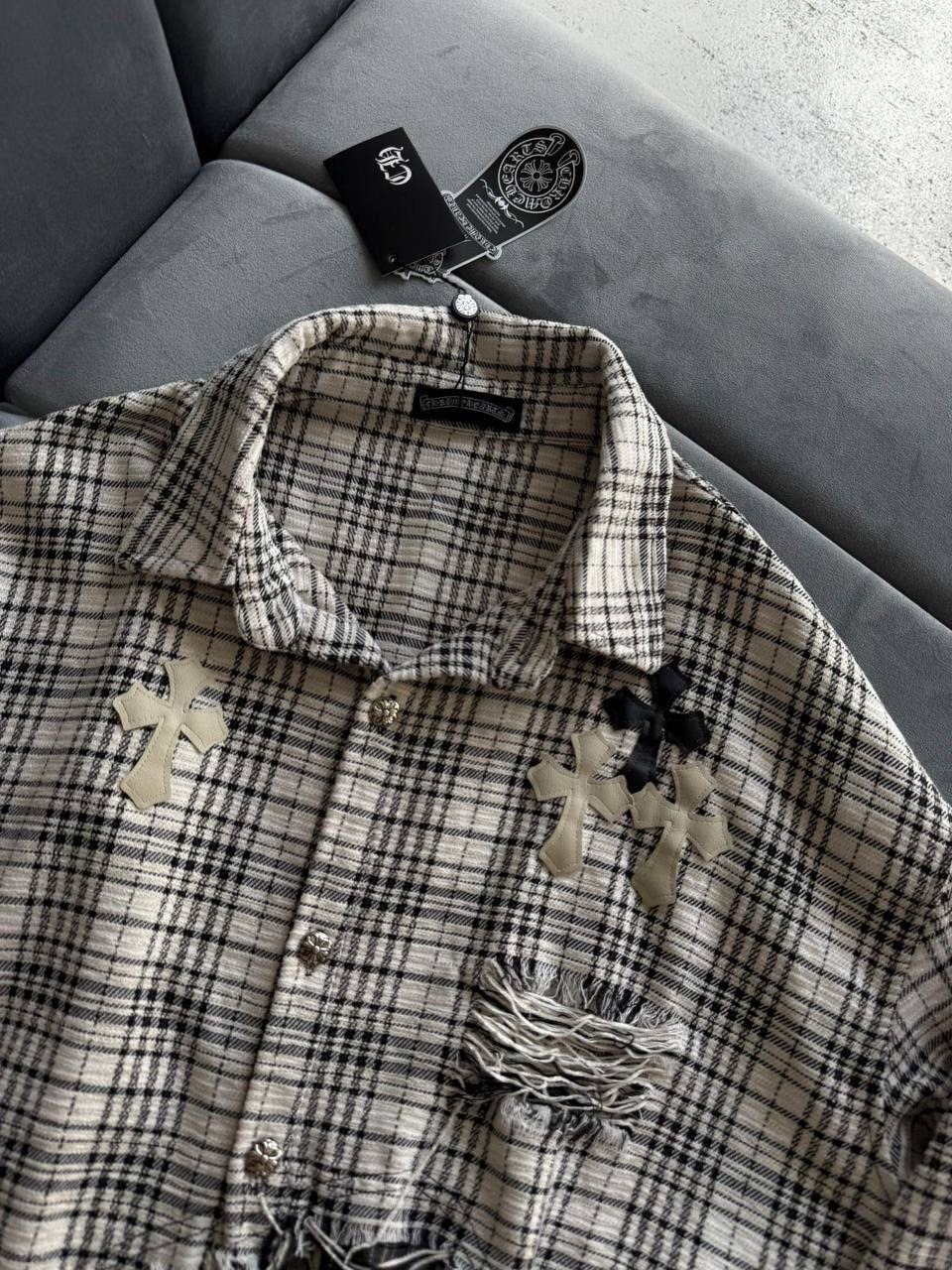 рубашка стильная,рубашка в клетку женская,рубашка в клетку оверсайз со стразами perferita,женская рубашка,рубашка в клетку