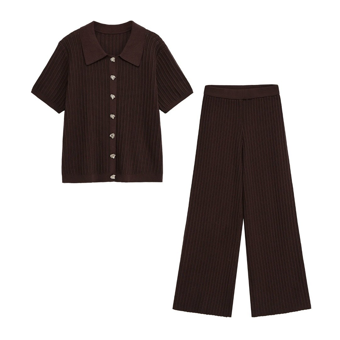 брюки, имитирующие вязание крючком h & m коричневый,трикотажные брюки,вязаные брюки,прямые брюки,брюки широкие трикотажные