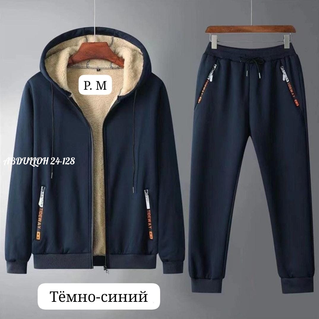 мужской зимний спортивный костюм с флисовой подкладкой с капюшоном,мужской зимний спортивный костюм,повседневный костюм-двойка зимний мужской утепленный флисовый спортивный комплект с капюшоном для му