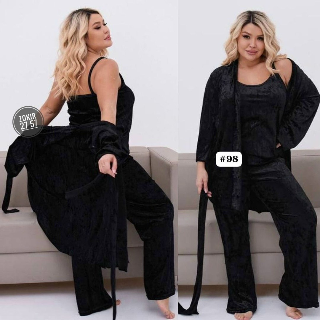пижама больших размеров велюровая,пижама женская велюр,пижама комплект женская,комплект пижамный тройка велюр,женская пижама больших размеров