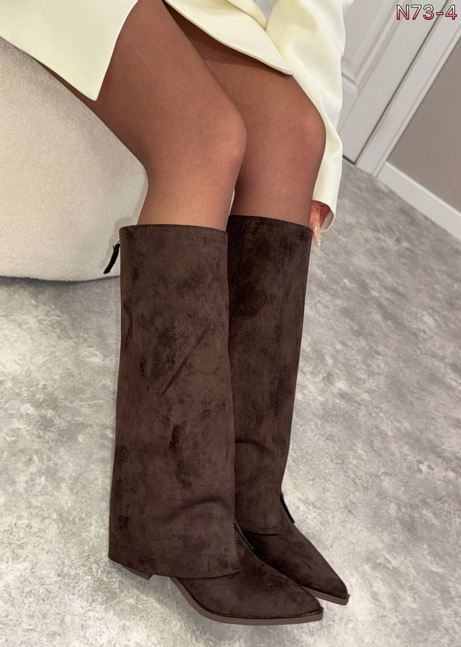 замшевые сапоги,сапоги,женские сапоги,коричневые сапоги,дизайнерские женские сапоги до колена с острым носком