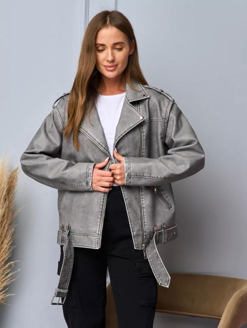 женская серая кожаная оверсайз куртка косуха,куртка кожаная косуха винтажная оверсайз,куртка косуха,кожаная куртка женская,куртка кожаная