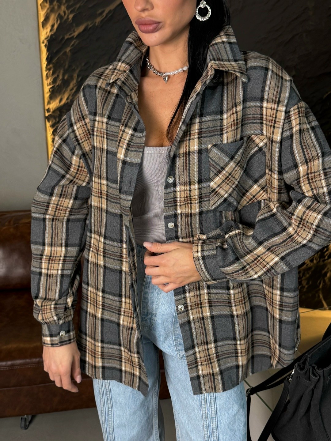 рубашка оверсайз в клетку удлиненная,рубашка pull&bear в клетку оверсайз,мода стиль,рубашка оверсайз в клетку