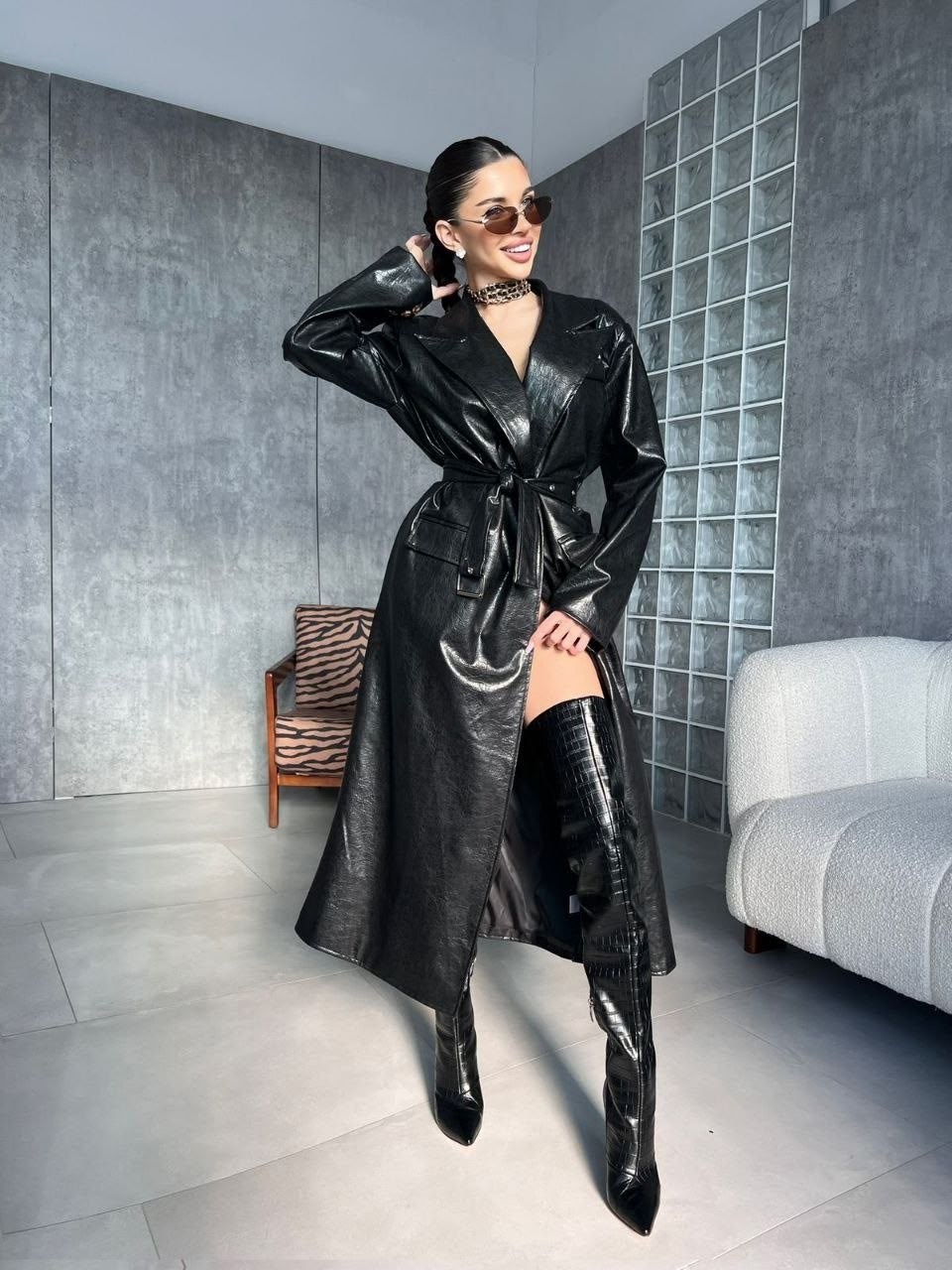 тренч кожаный,тренч женский,тренч из экокожи,плащ зеленый