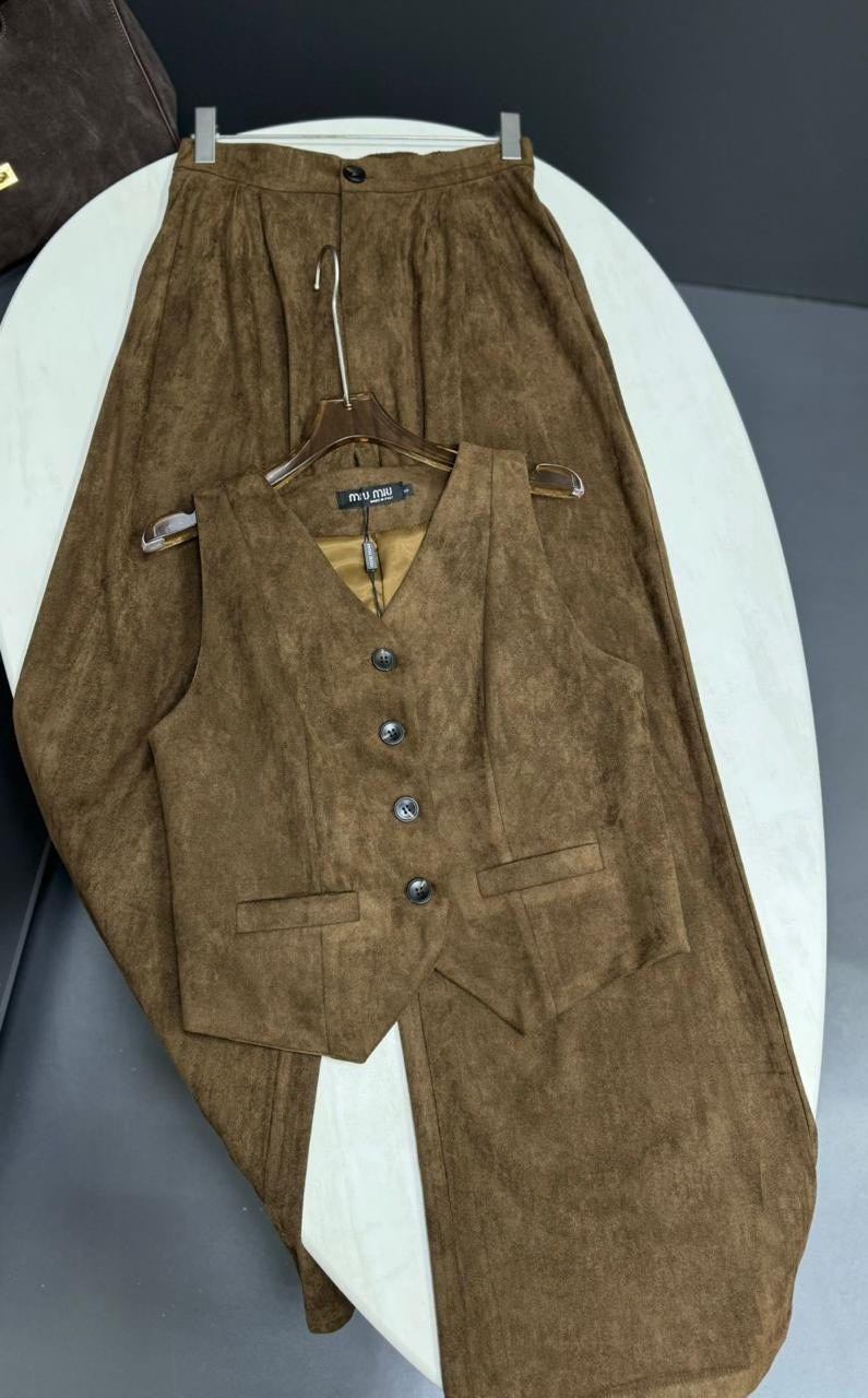 костюм брючный вельветовый с жилеткой 399brn,женский костюм с брюками вельветовый с жилеткой 399brn (коричневый),костюм брючный вельветовый с жилеткой,женский брючный костюм