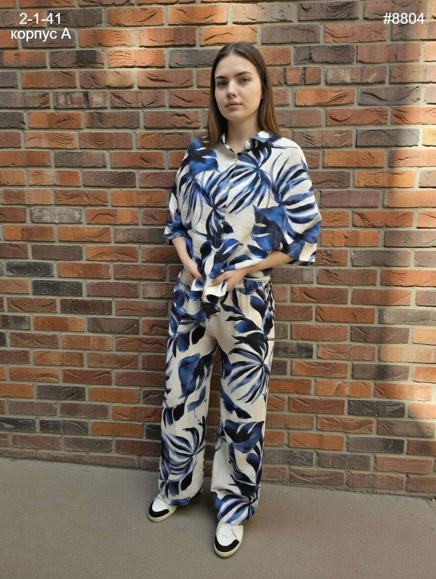 брючный костюм 6060п синий/бежевый,брючный костюм 6060п синий/бежевый разноцветный,костюм iva 6060п синий/бежевый,женский брючный костюм из вискозы,костюм с брюками