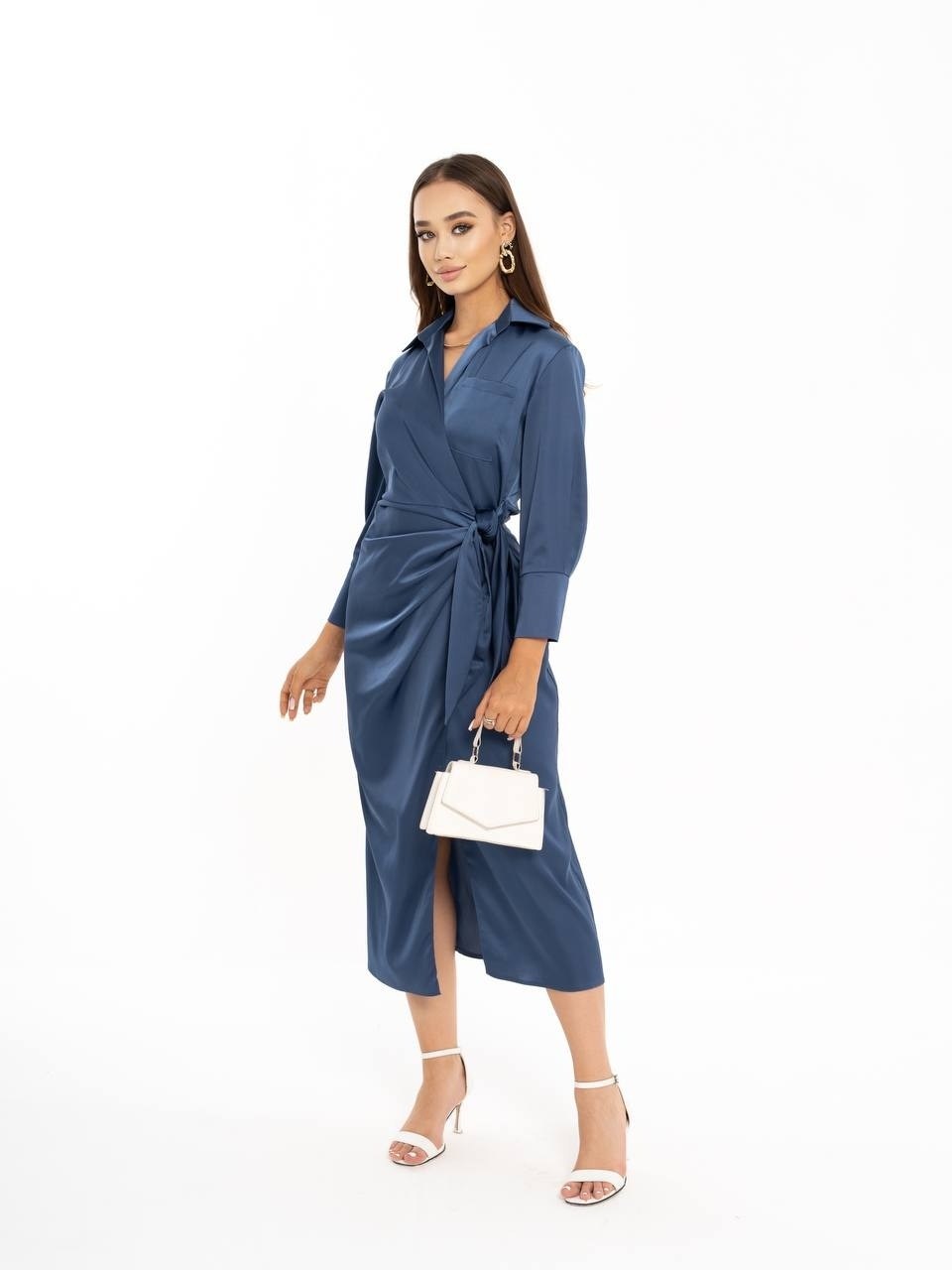 шелковое платье с запахом,платье - рубашка с запахом elay moda,платье шелковое на запах миди,женское шёлковое платье прямого силуэта с запахом на поясе,женское платье