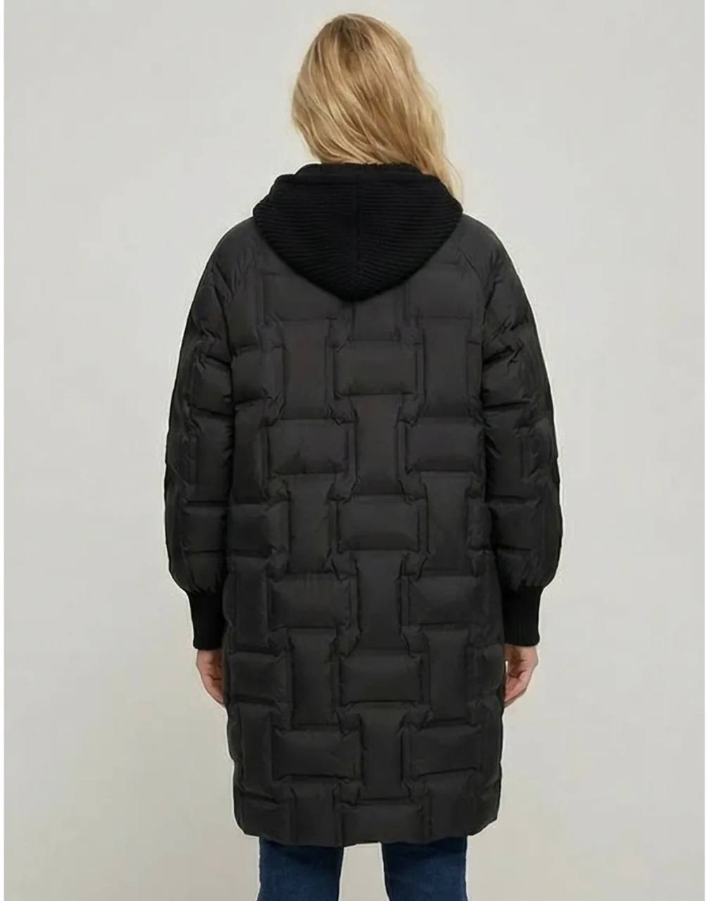 пуховик свободного кроя b.young черный,пуховик женский,пуховик стеганый удлиненный с капюшоном befree цвет черный,пальто пуховик,пуховик
